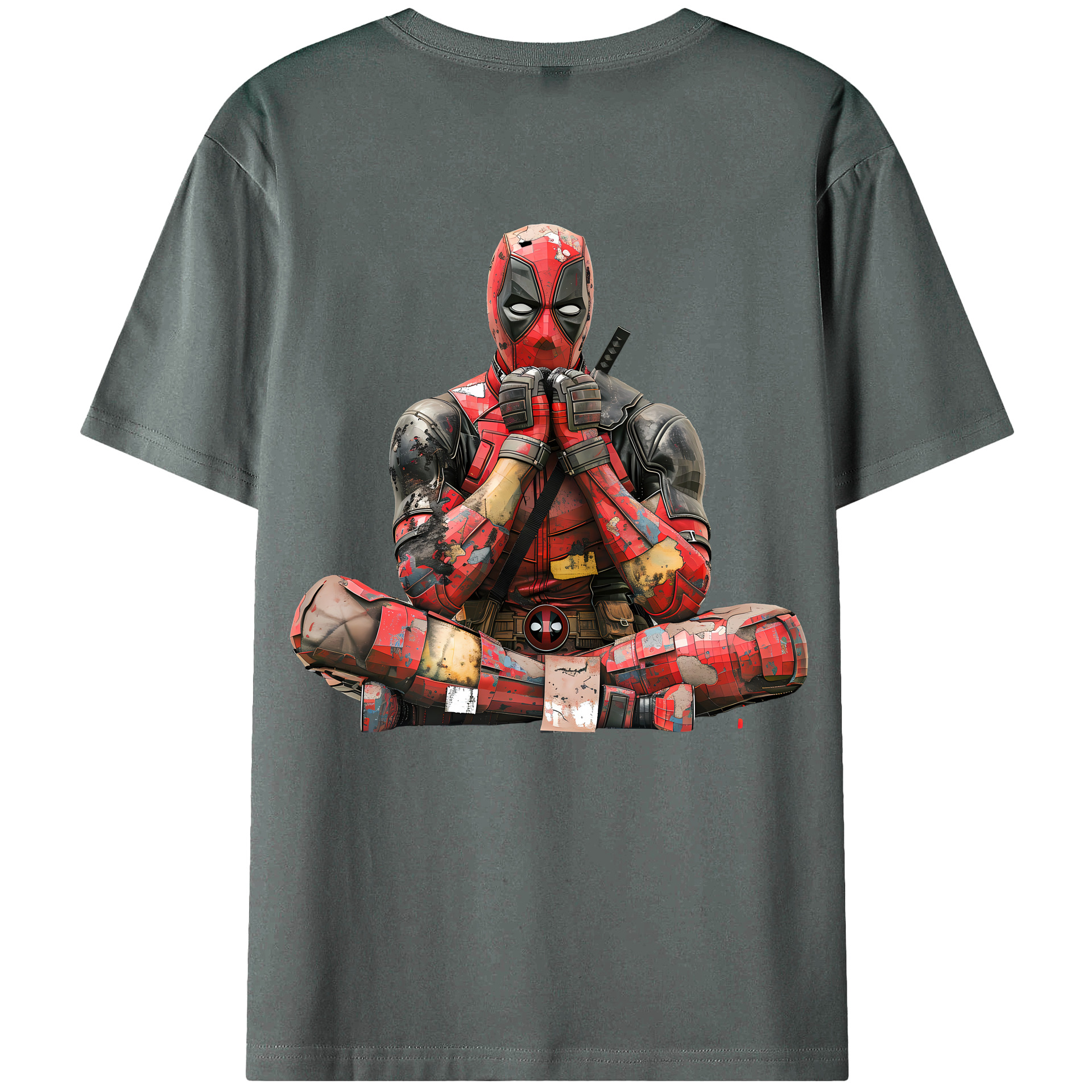 （画像用） Deadpool デッドプール 綿100％ メンズ半袖Tシャツ（バックプリント） 通気性
